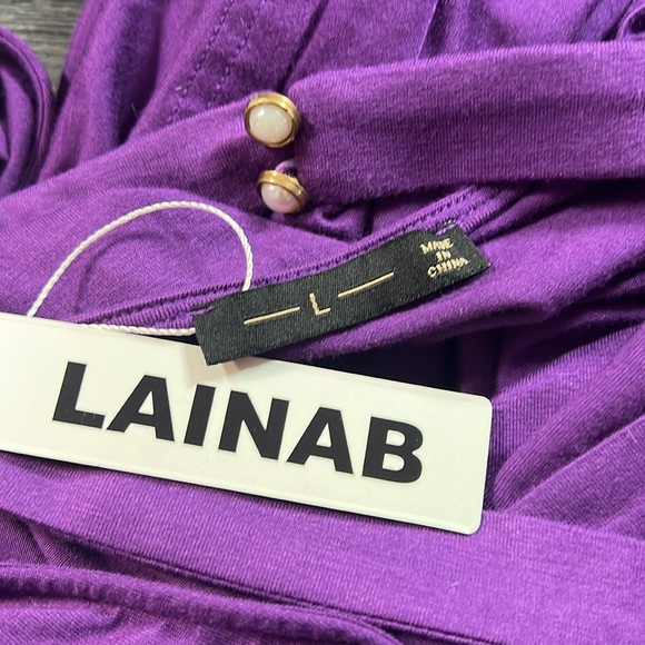 Lainab NWT Sleeveless purple dress with side pockets. Size large - Picture 2 of 6